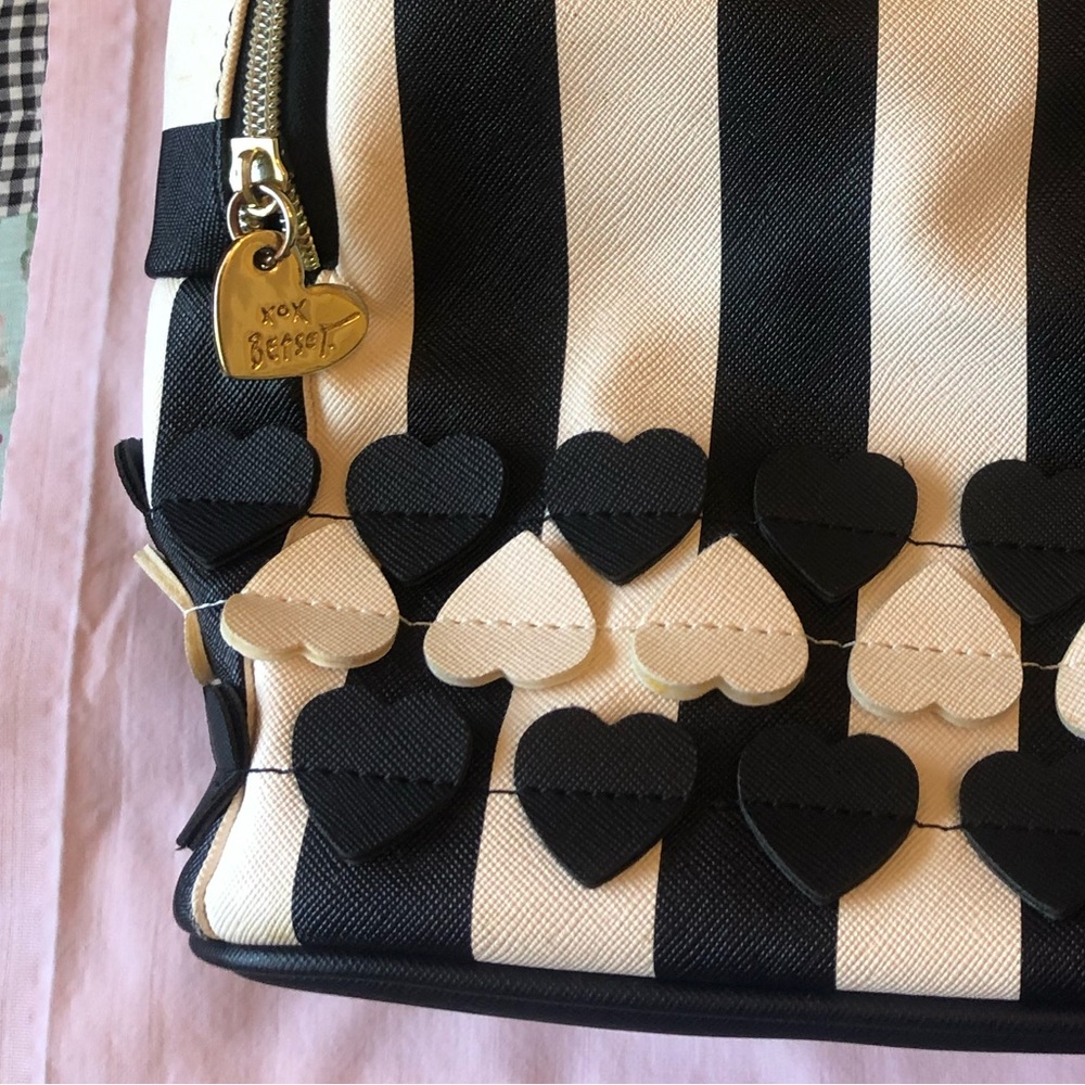 Betsey Johnson Black and White Heart Embellished Backpack - Picture 3 of 12